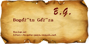 Bogáts Géza névjegykártya